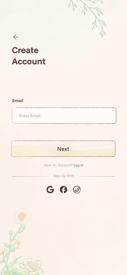 Create account — màn hình 11 của AURORADOT
