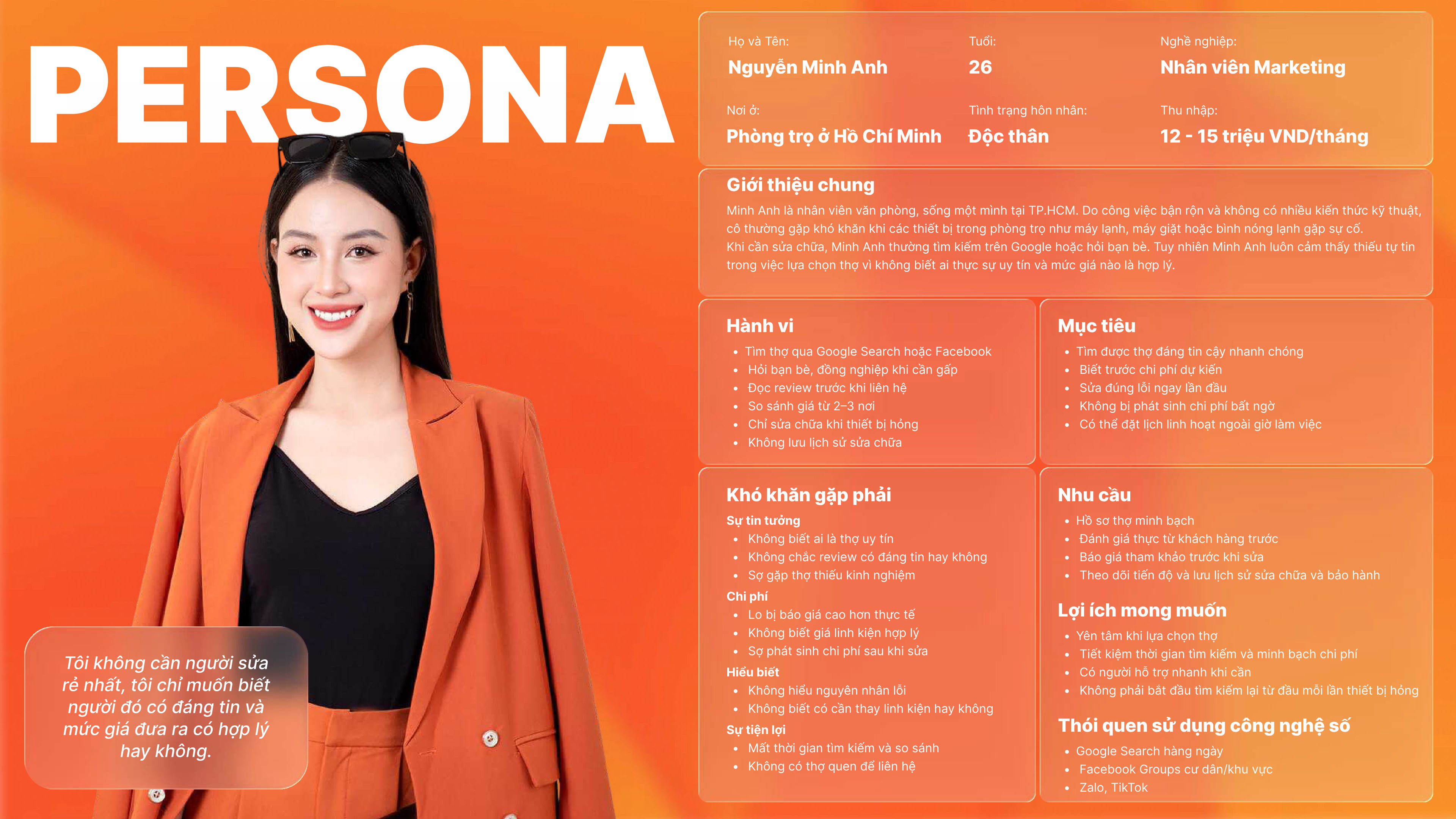 Persona nghiên cứu của FIX NOW