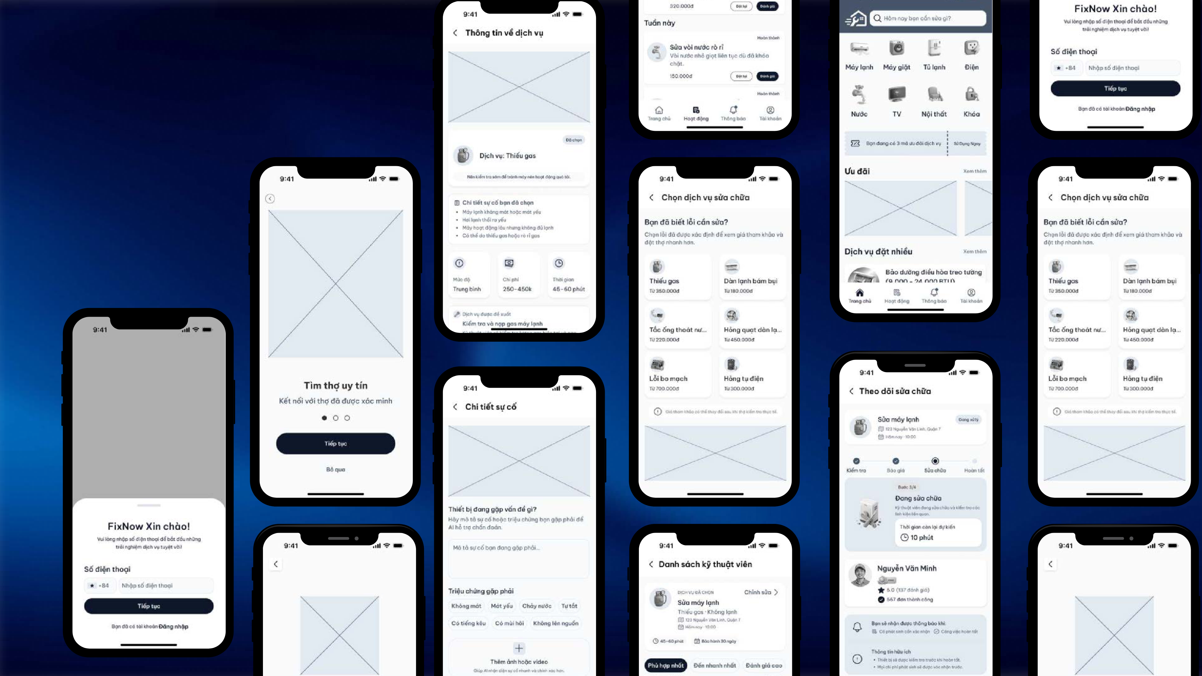 Wireframe được tuyển chọn của FIX NOW